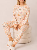🎃 Women’s Halloween Pajama Set – Cute Pumpkin Ghost & Bat 2-Piece Cozy Sleepwear