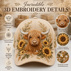 🔥LAST DAY 50% OFF -- 🦬3D Highland Cow Embroidery Cap🧢(Breathable & Lightweight Comfort & Unisex Fit)