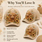 🔥LAST DAY 50% OFF -- 🦬3D Highland Cow Embroidery Cap🧢(Breathable & Lightweight Comfort & Unisex Fit)