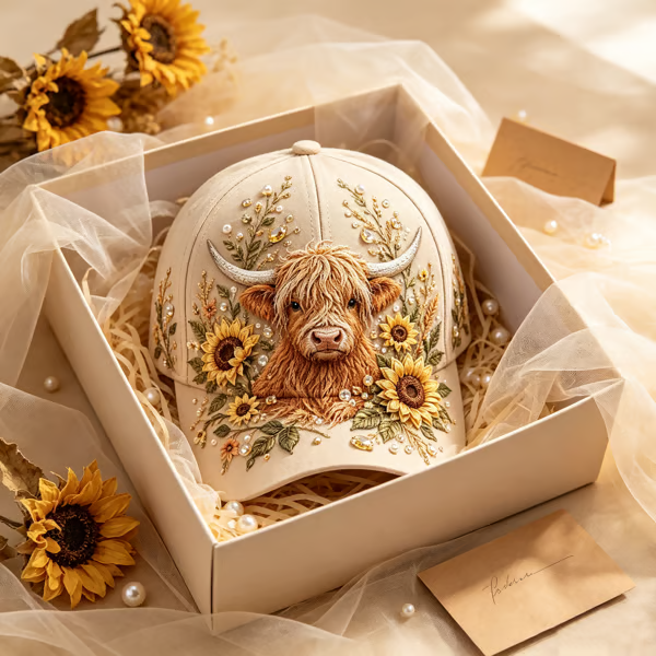 🔥LAST DAY 50% OFF -- 🦬3D Highland Cow Embroidery Cap🧢(Breathable & Lightweight Comfort & Unisex Fit)