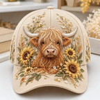 🔥LAST DAY 50% OFF -- 🦬3D Highland Cow Embroidery Cap🧢(Breathable & Lightweight Comfort & Unisex Fit)