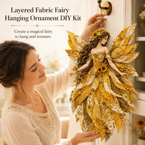 🧚‍♀️✨ Premium Fairy Patchwork DIY Kit – Create a Magical Floral Fairy Wall Art Masterpiece 🌸🧵