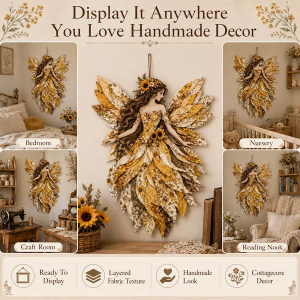 🧚‍♀️✨ Premium Fairy Patchwork DIY Kit – Create a Magical Floral Fairy Wall Art Masterpiece 🌸🧵