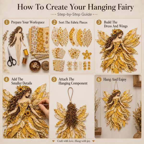 🧚‍♀️✨ Premium Fairy Patchwork DIY Kit – Create a Magical Floral Fairy Wall Art Masterpiece 🌸🧵