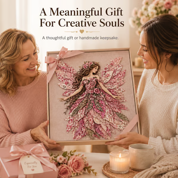 🧚‍♀️✨ Premium Fairy Patchwork DIY Kit – Create a Magical Floral Fairy Wall Art Masterpiece 🌸🧵