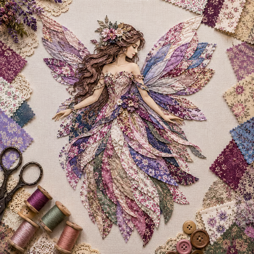 🧚‍♀️✨ Premium Fairy Patchwork DIY Kit – Create a Magical Floral Fairy Wall Art Masterpiece 🌸🧵