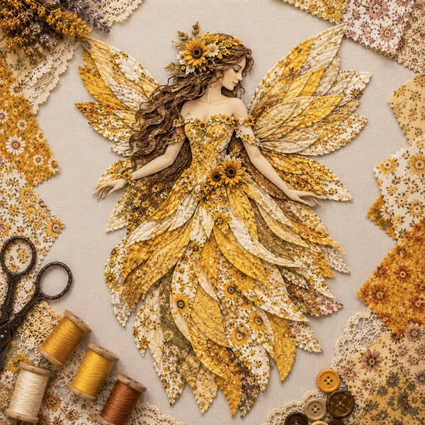 🧚‍♀️✨ Premium Fairy Patchwork DIY Kit – Create a Magical Floral Fairy Wall Art Masterpiece 🌸🧵