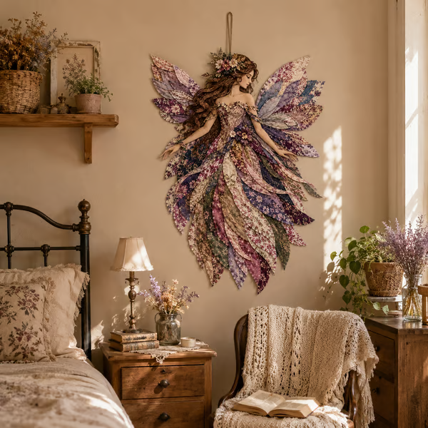 🧚‍♀️✨ Premium Fairy Patchwork DIY Kit – Create a Magical Floral Fairy Wall Art Masterpiece 🌸🧵