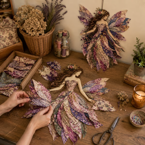 🧚‍♀️✨ Premium Fairy Patchwork DIY Kit – Create a Magical Floral Fairy Wall Art Masterpiece 🌸🧵