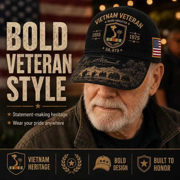 🔥HOT SALE🔥 Vietnam Veteran Never Forgotten 1955–1975 Commemorative Cap 🇺🇸