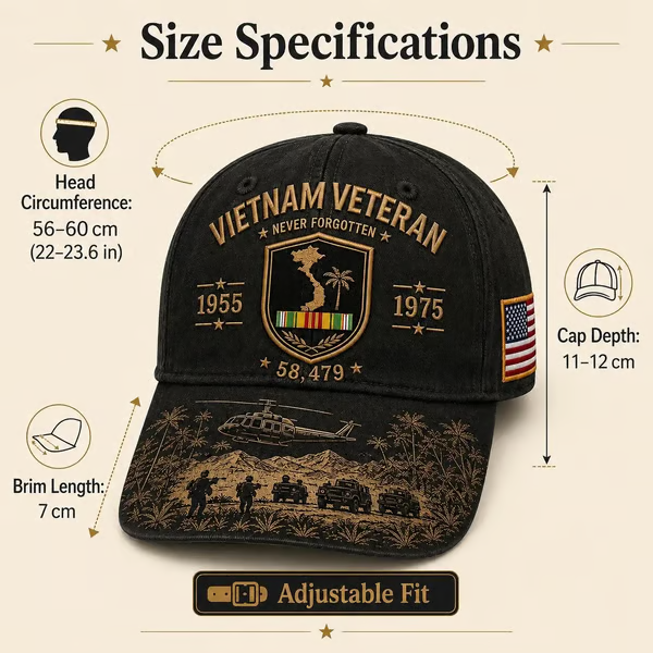 🔥HOT SALE🔥 Vietnam Veteran Never Forgotten 1955–1975 Commemorative Cap 🇺🇸
