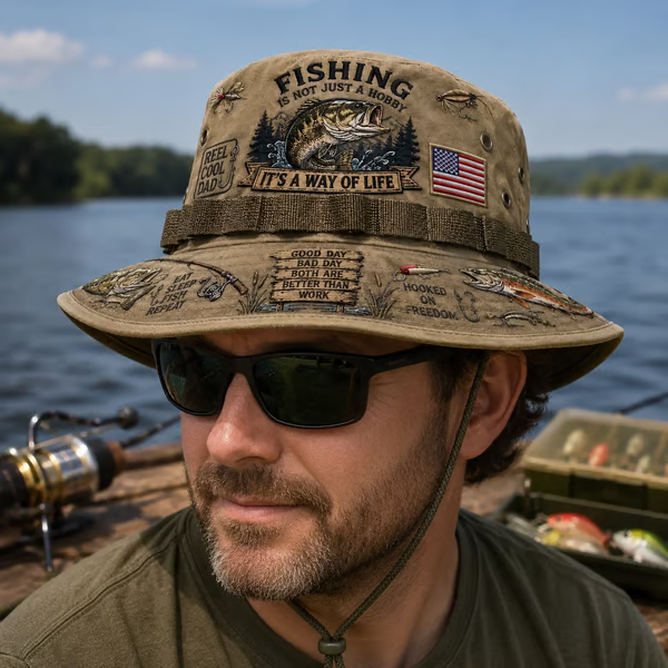 🏆 50K+ SOLD! 49% OFF -🎣 Fishing Is a Way of Life Boonie Hat