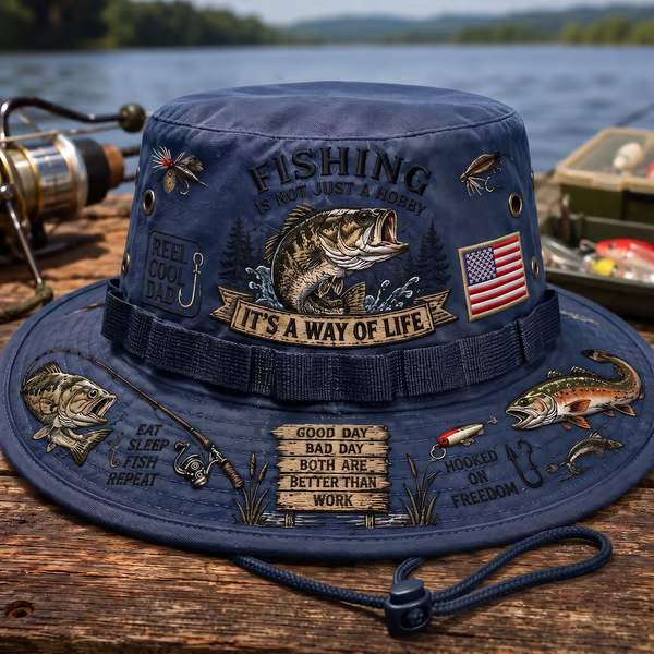 🏆 50K+ SOLD! 49% OFF -🎣 Fishing Is a Way of Life Boonie Hat