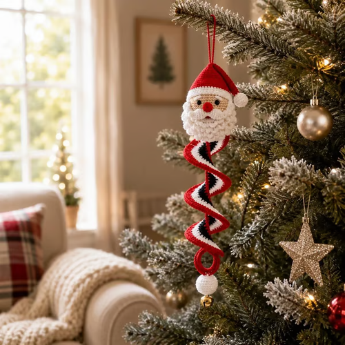 🔥 LAST DAY 49% OFF ☃️ Crochet Snowman Spiral Ornament DIY Kit – Beginner-Friendly Christmas Craft Set 🧶🎄