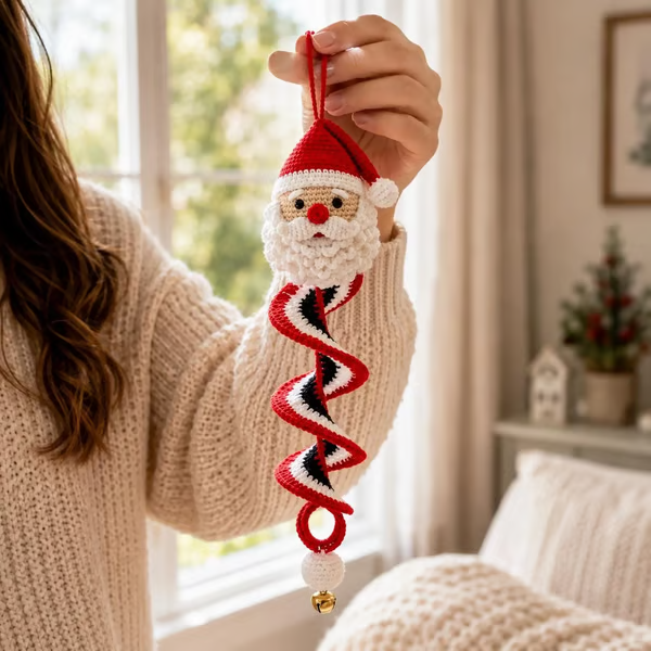 🔥 LAST DAY 49% OFF ☃️ Crochet Snowman Spiral Ornament DIY Kit – Beginner-Friendly Christmas Craft Set 🧶🎄