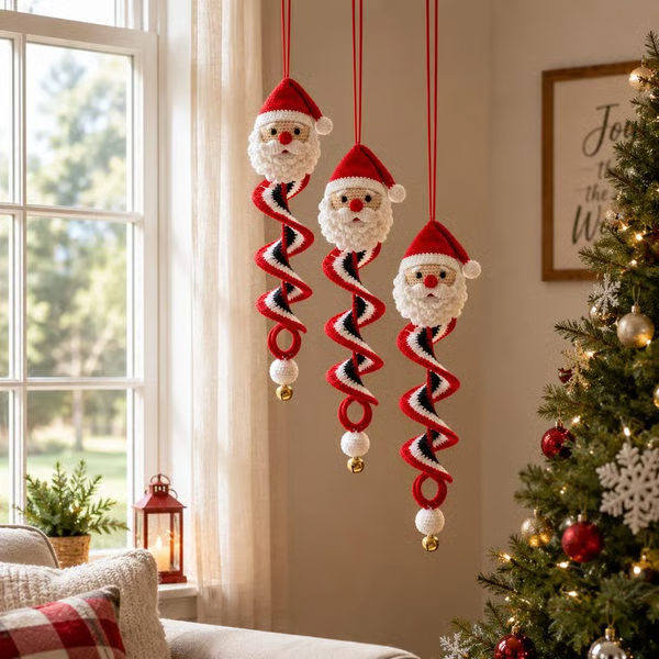 🔥 LAST DAY 49% OFF ☃️ Crochet Snowman Spiral Ornament DIY Kit – Beginner-Friendly Christmas Craft Set 🧶🎄