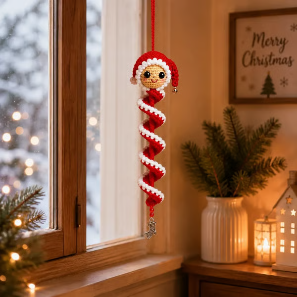 🔥 LAST DAY 49% OFF ☃️ Crochet Snowman Spiral Ornament DIY Kit – Beginner-Friendly Christmas Craft Set 🧶🎄