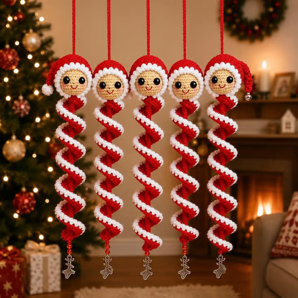 🔥 LAST DAY 49% OFF ☃️ Crochet Snowman Spiral Ornament DIY Kit – Beginner-Friendly Christmas Craft Set 🧶🎄