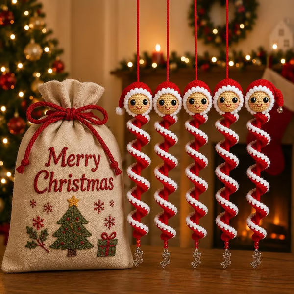 🔥 LAST DAY 49% OFF ☃️ Crochet Snowman Spiral Ornament DIY Kit – Beginner-Friendly Christmas Craft Set 🧶🎄