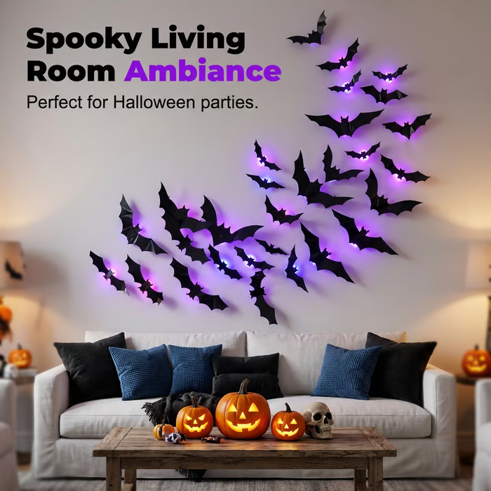 🔥 LAST DAY 50% OFF – 🦇 Halloween LED Bat Night Light | Create a Spooky Glow at Home