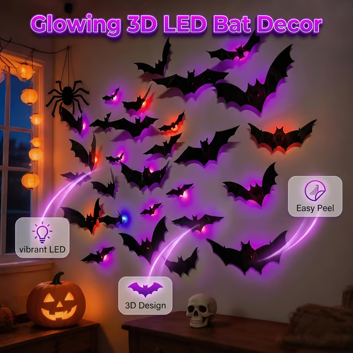 🔥 LAST DAY 50% OFF – 🦇 Halloween LED Bat Night Light | Create a Spooky Glow at Home