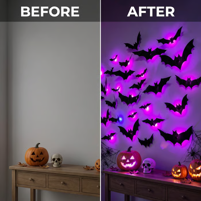 🔥 LAST DAY 50% OFF – 🦇 Halloween LED Bat Night Light | Create a Spooky Glow at Home