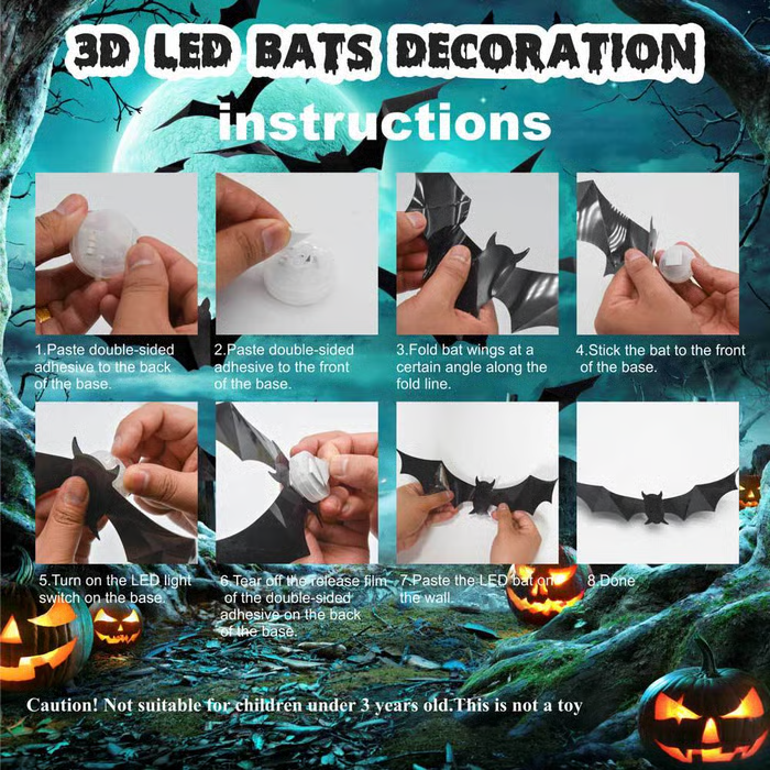 🔥 LAST DAY 50% OFF – 🦇 Halloween LED Bat Night Light | Create a Spooky Glow at Home