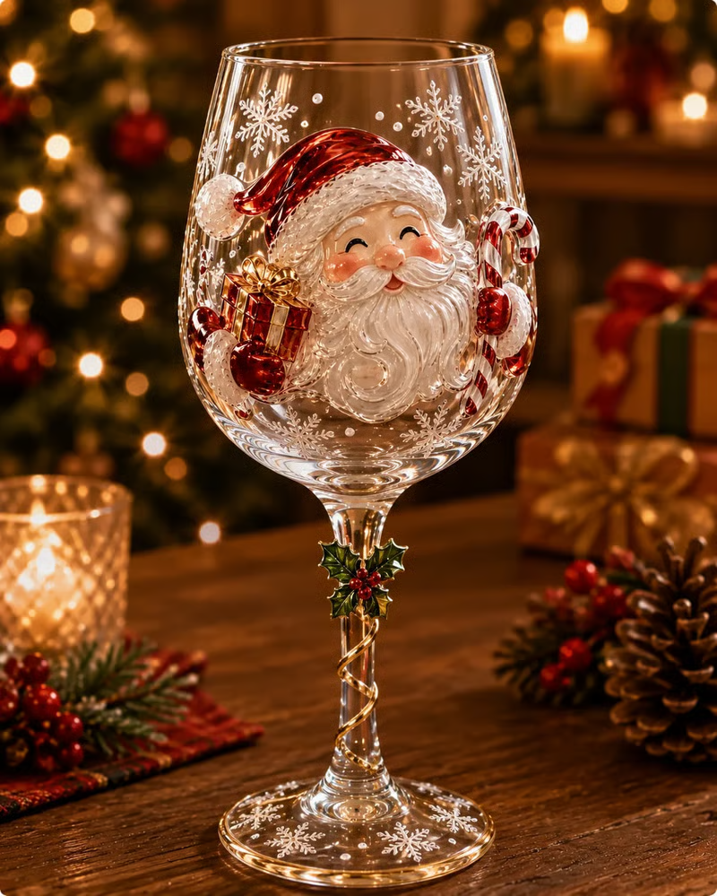 🎄✨ Christmas 3D Wine Glass Gift Set – The Perfect Holiday Gift! 🎁🍷