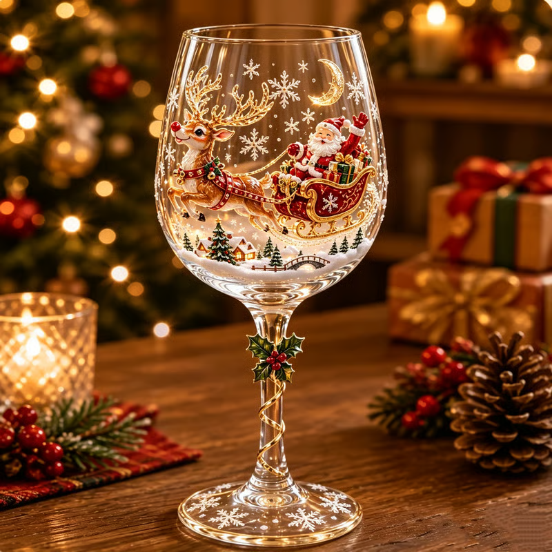 🎄✨ Christmas 3D Wine Glass Gift Set – The Perfect Holiday Gift! 🎁🍷