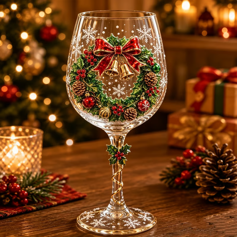🎄✨ Christmas 3D Wine Glass Gift Set – The Perfect Holiday Gift! 🎁🍷