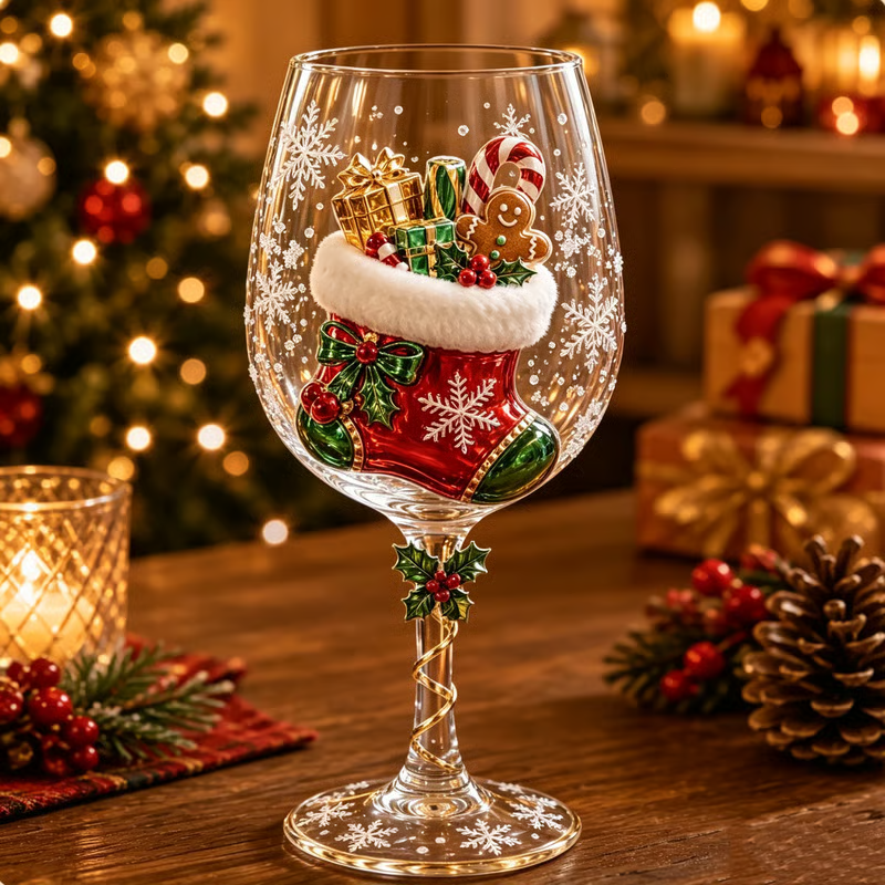 🎄✨ Christmas 3D Wine Glass Gift Set – The Perfect Holiday Gift! 🎁🍷