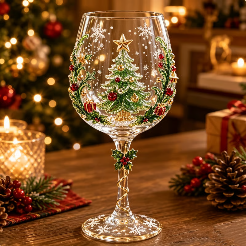 🎄✨ Christmas 3D Wine Glass Gift Set – The Perfect Holiday Gift! 🎁🍷