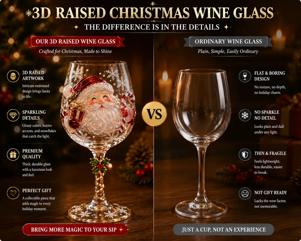 🎄✨ Christmas 3D Wine Glass Gift Set – The Perfect Holiday Gift! 🎁🍷