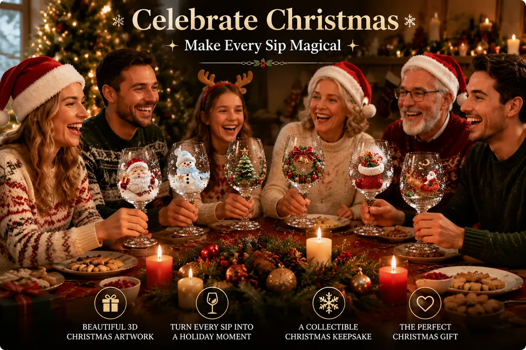 🎄✨ Christmas 3D Wine Glass Gift Set – The Perfect Holiday Gift! 🎁🍷