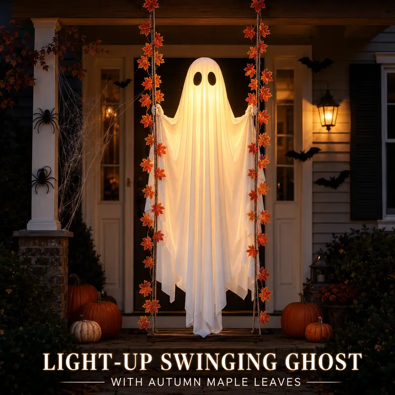 👻 LAST DAY 50% OFF — ✨ Swinging LED Ghost Halloween Decor 🎃