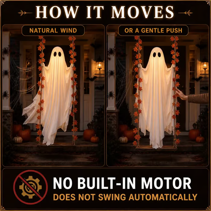 👻 LAST DAY 50% OFF — ✨ Swinging LED Ghost Halloween Decor 🎃