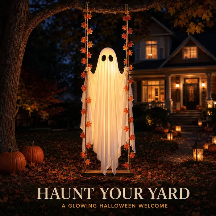 👻 LAST DAY 50% OFF — ✨ Swinging LED Ghost Halloween Decor 🎃