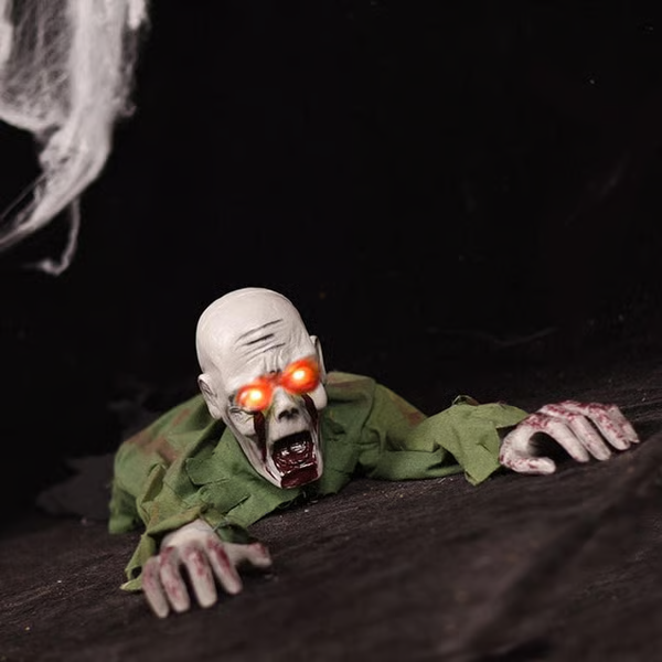 🔥 LAST DAY 50% OFF👻 Crawling Zombie with Glowing Eyes – Sound-Activated Halloween Prop