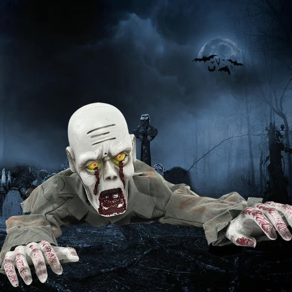 🔥 LAST DAY 50% OFF👻 Crawling Zombie with Glowing Eyes – Sound-Activated Halloween Prop