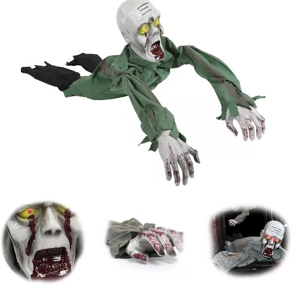 🔥 LAST DAY 50% OFF👻 Crawling Zombie with Glowing Eyes – Sound-Activated Halloween Prop