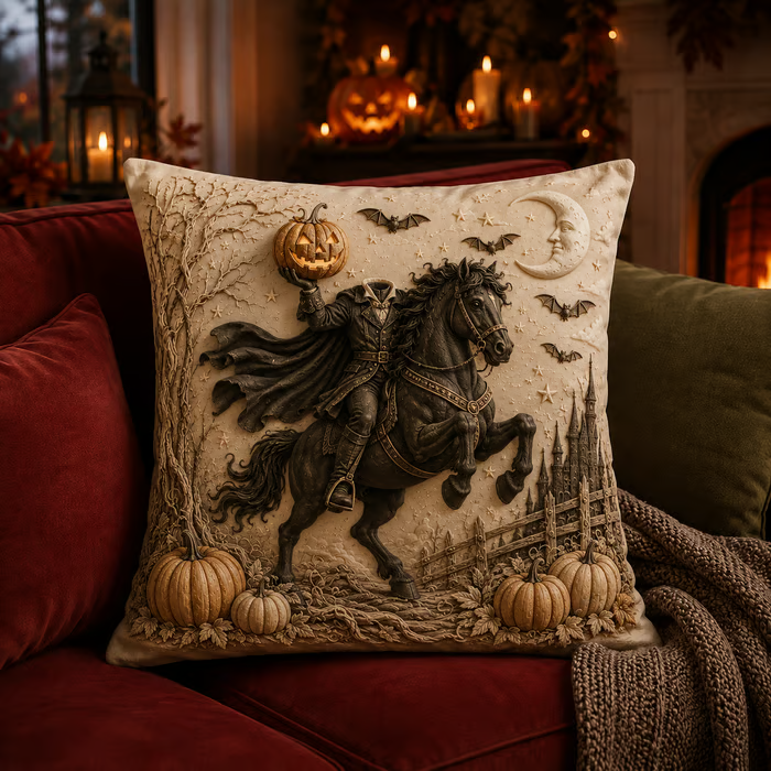 🎃 3D Halloween Cushion Cover – Gothic Spooky Designs & Hidden Zipper 🦇