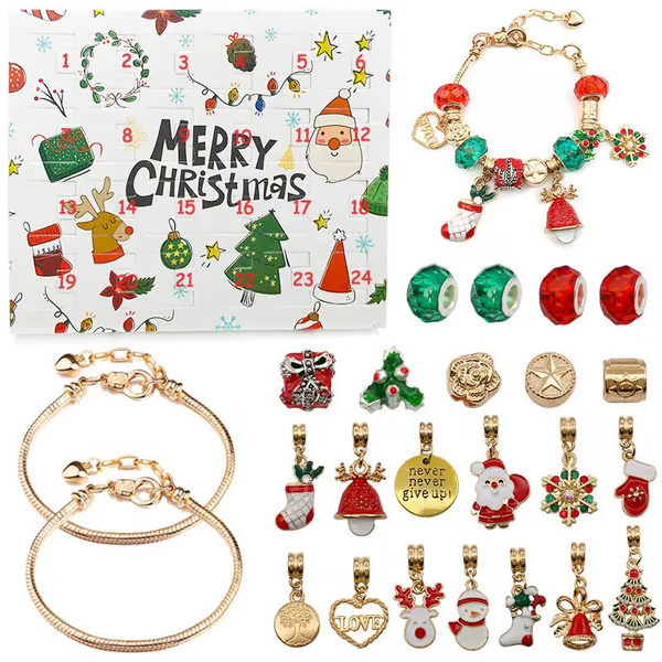 ✨ 24-Day Christmas Charm Advent Calendar – DIY Bracelet Kit for Girls 🎄