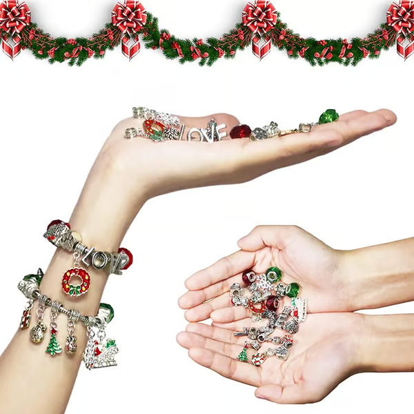 ✨ 24-Day Christmas Charm Advent Calendar – DIY Bracelet Kit for Girls 🎄