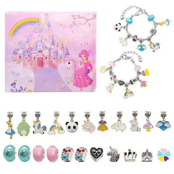 ✨ 24-Day Christmas Charm Advent Calendar – DIY Bracelet Kit for Girls 🎄