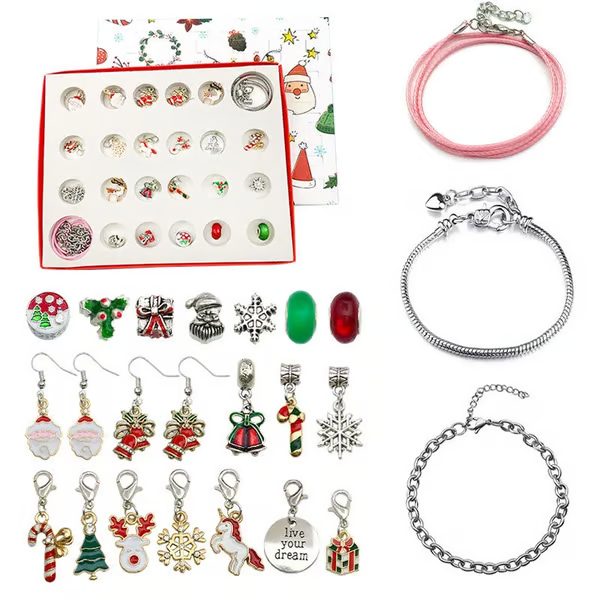 ✨ 24-Day Christmas Charm Advent Calendar – DIY Bracelet Kit for Girls 🎄