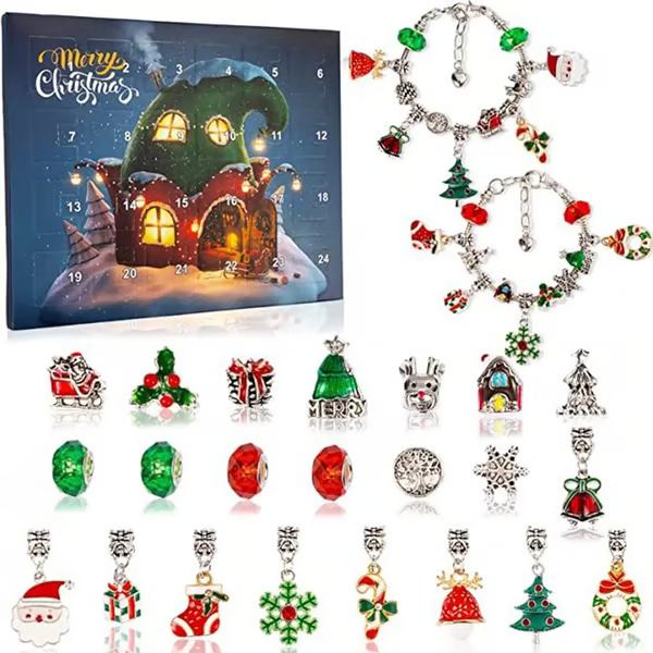 ✨ 24-Day Christmas Charm Advent Calendar – DIY Bracelet Kit for Girls 🎄