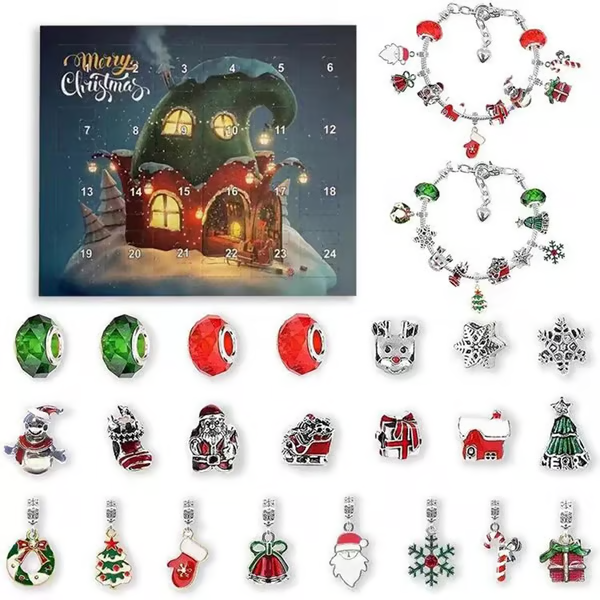 ✨ 24-Day Christmas Charm Advent Calendar – DIY Bracelet Kit for Girls 🎄
