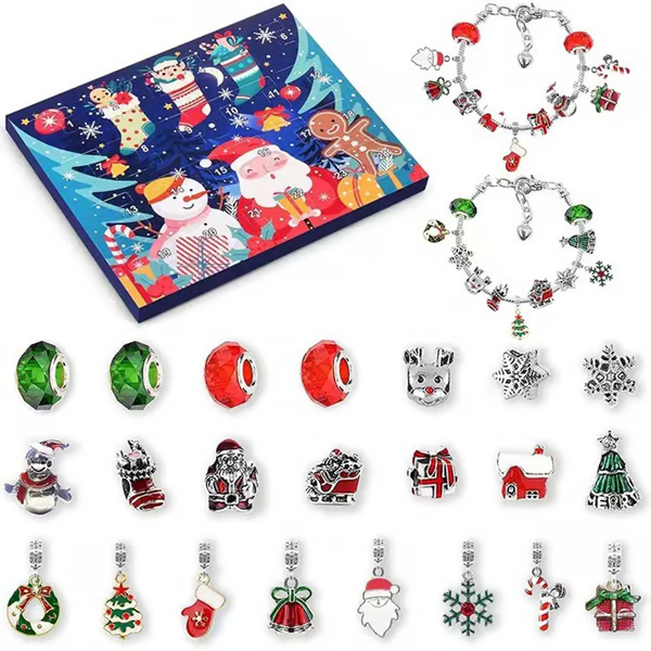 ✨ 24-Day Christmas Charm Advent Calendar – DIY Bracelet Kit for Girls 🎄