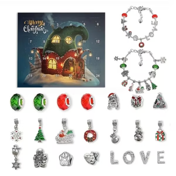 ✨ 24-Day Christmas Charm Advent Calendar – DIY Bracelet Kit for Girls 🎄