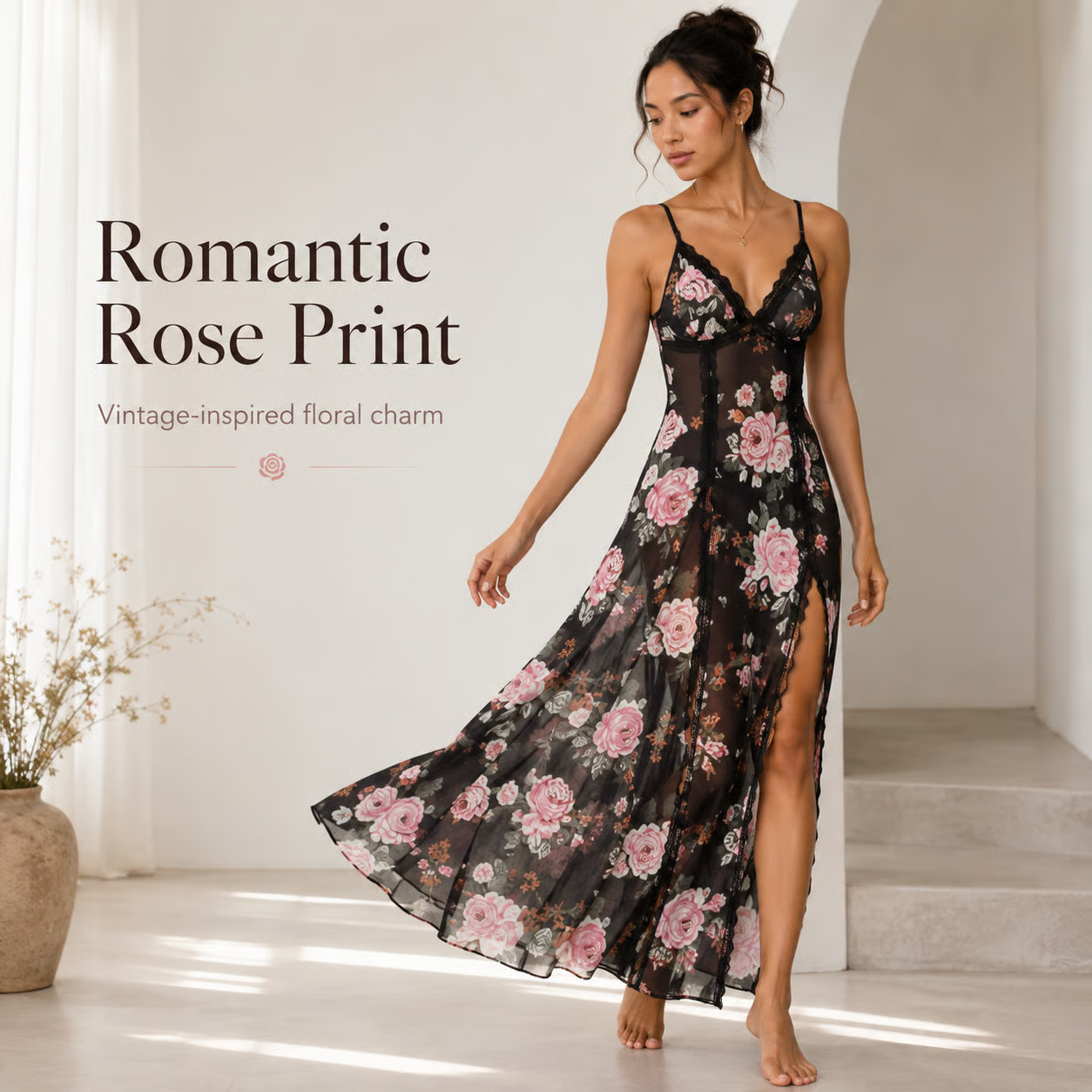 🌹 49% OFF Ends Today! Sheer Floral Rose Maxi Dress | Buy 2, Free Shipping